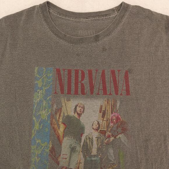 Nirvana Band Casual Crew Neck Graphic T-Shirt Adult Mens Size Large L Gray - Picture 1 of 9
